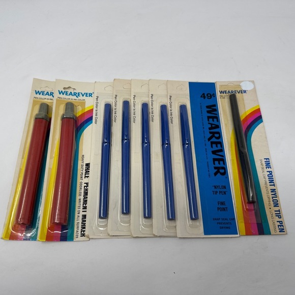 Wearever Other - Lot Of Vintage Wearever Fine Point Nylon Tip Pens NOS Sealed Blue Red Black Ink